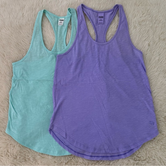 PINK Victoria's Secret Women's Racerback Tank Tops - Purple and Teal - Picture 1 of 9